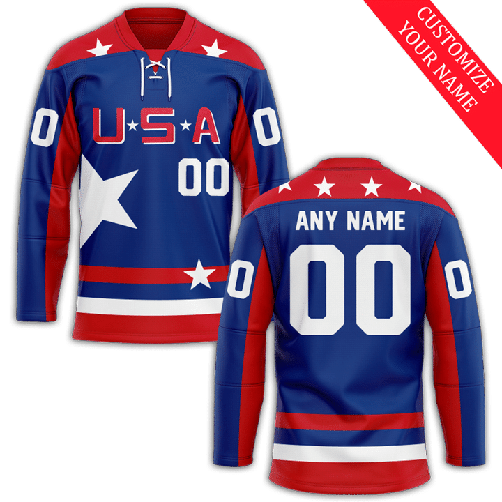Men USA Custom Blue NHL 2021 Jersey